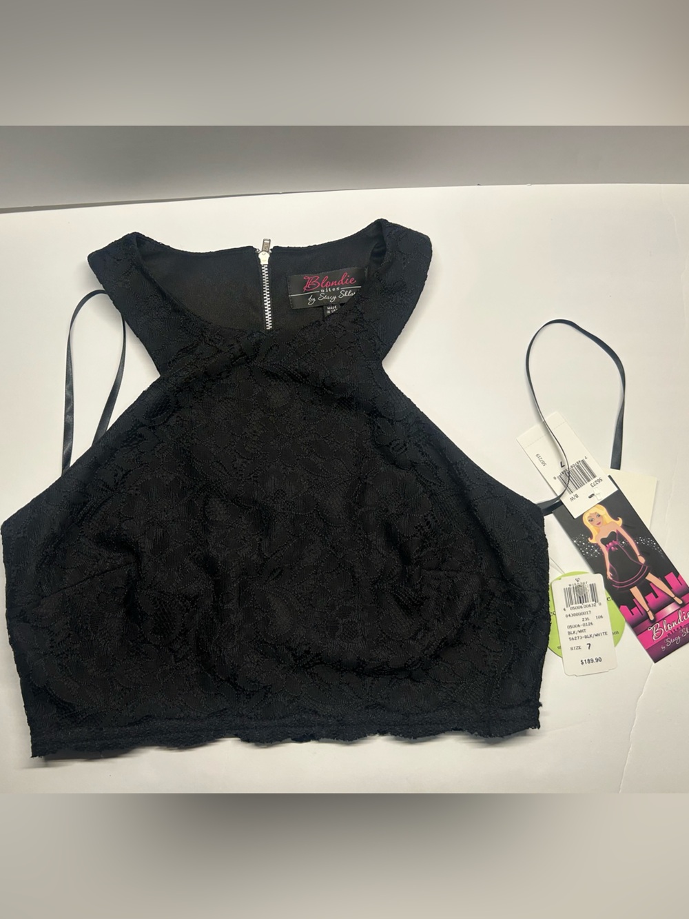 Blondie Nites Black Lace Cropped Tank Top